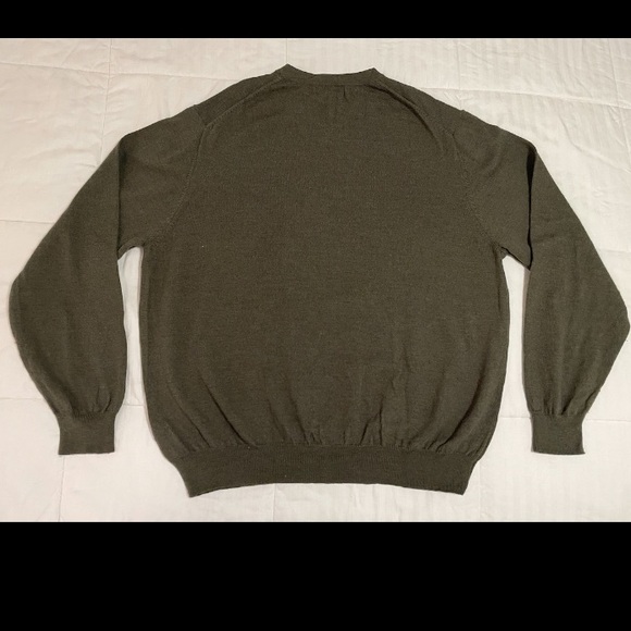 Garret Scott Sweater Mens XXL Olive Green V-Neck Knit Pullover 100% Merino Wool - Picture 7 of 7